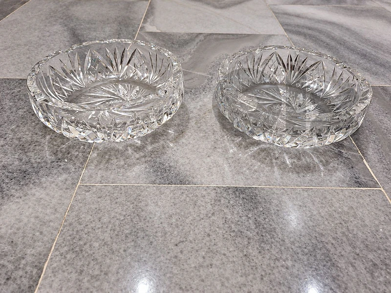 set of crystal ashtrays