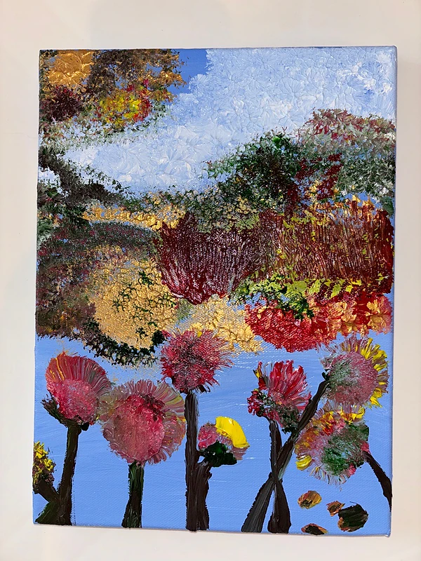 creative flowers colorful acrylic canvas painting