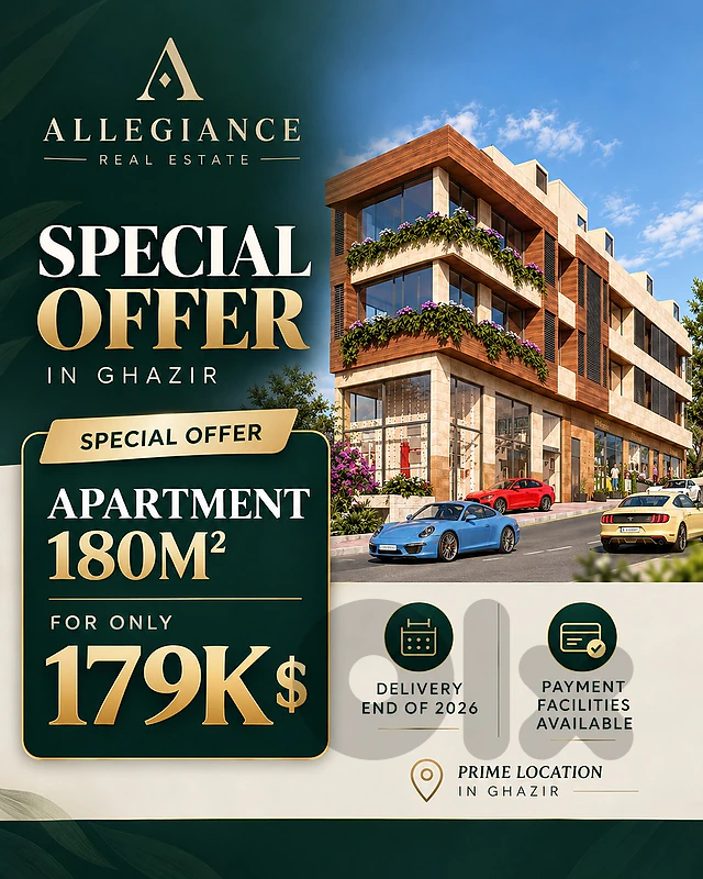 Brand-New Apartments for Sale in Ghazir – Special Offer $179,000 Brand-New Apartments for Sale in Ghazir – Special Offer $179,000