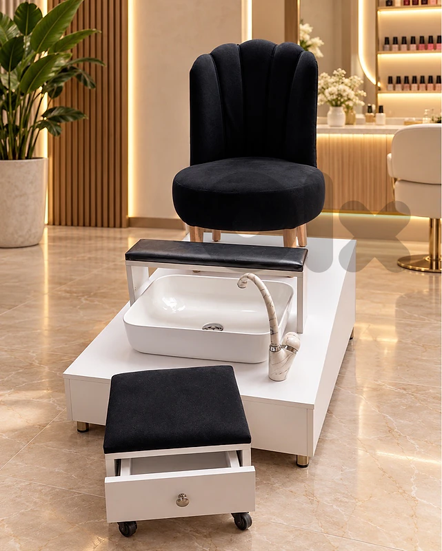 Complete Pedicure Salon Station – Chair, Basin, Footrest & Drawer