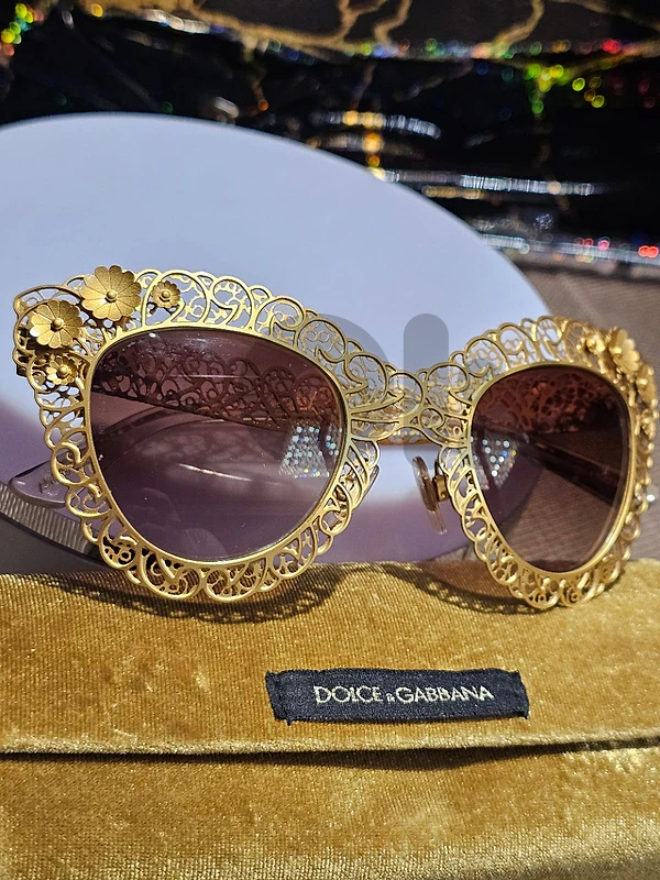 Dolce & Gabbana Filigrana DG2134  gold floral cat-eye sunglasses