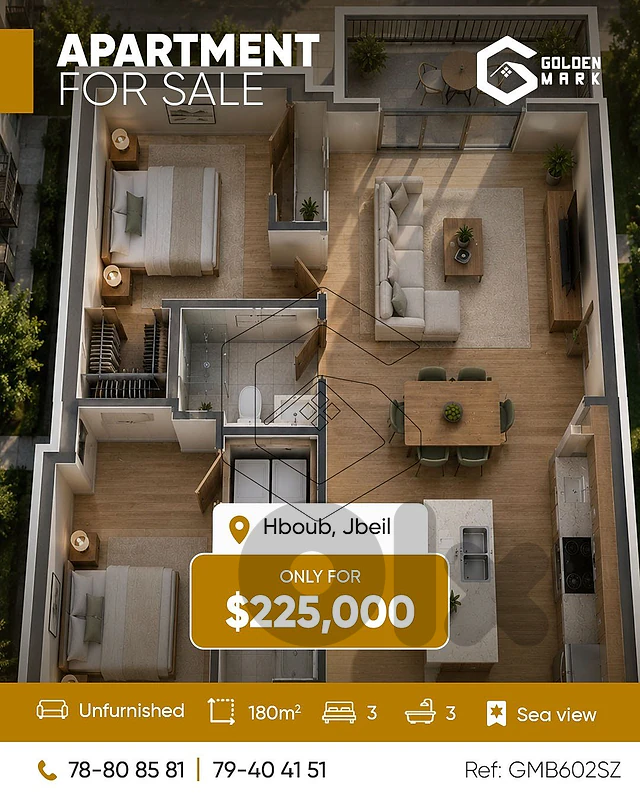 GMB602SZ - Apartment for sale in Hboub Jbeil شقة للبيع في حبوب
