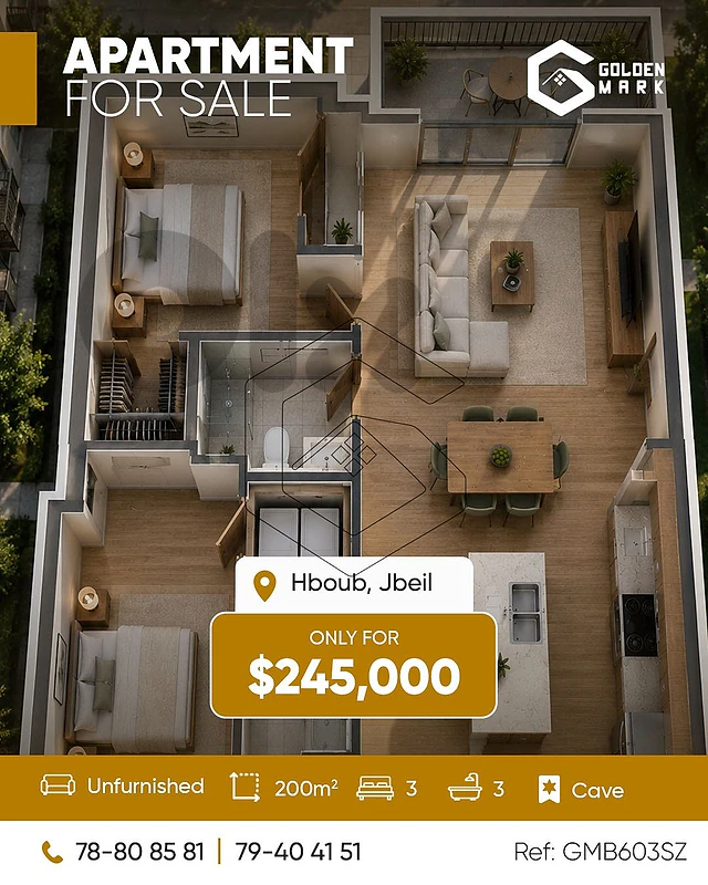 GMB603SZ Apartment for sale in Hboub Jbeil شقة للبيع في حبوب - جبيل