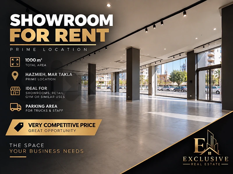 Showroom for rent in Hazmieh,Mar Taklaصالة عرض للايجار في الحازمية