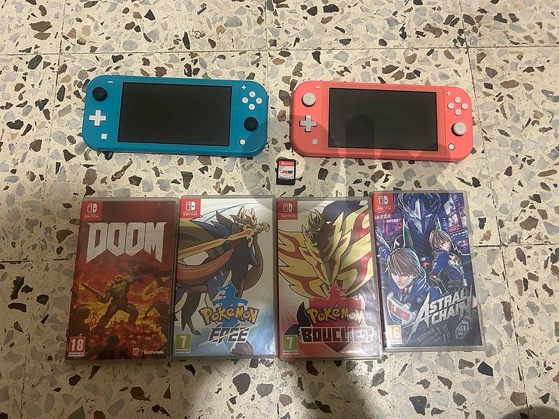 2 Nintendo Switch Lites and Switch games