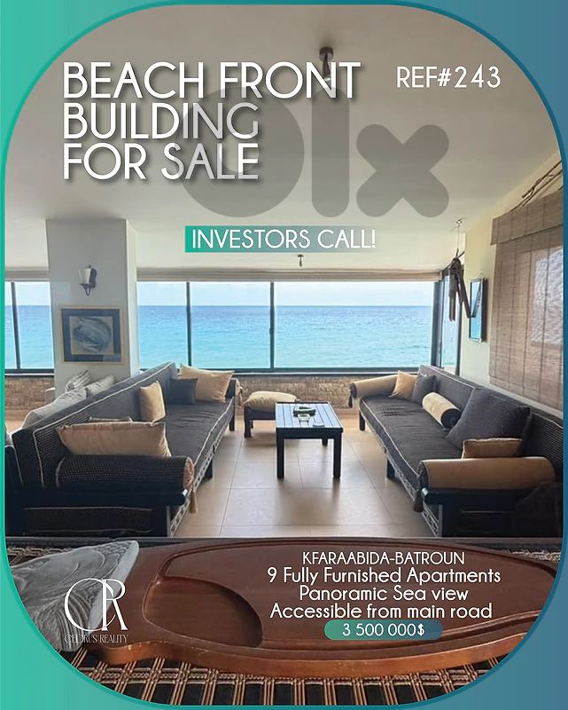 Beach Front Building for Sale in Kfaraabida- مبنى عالبحر للبيع في كفرع