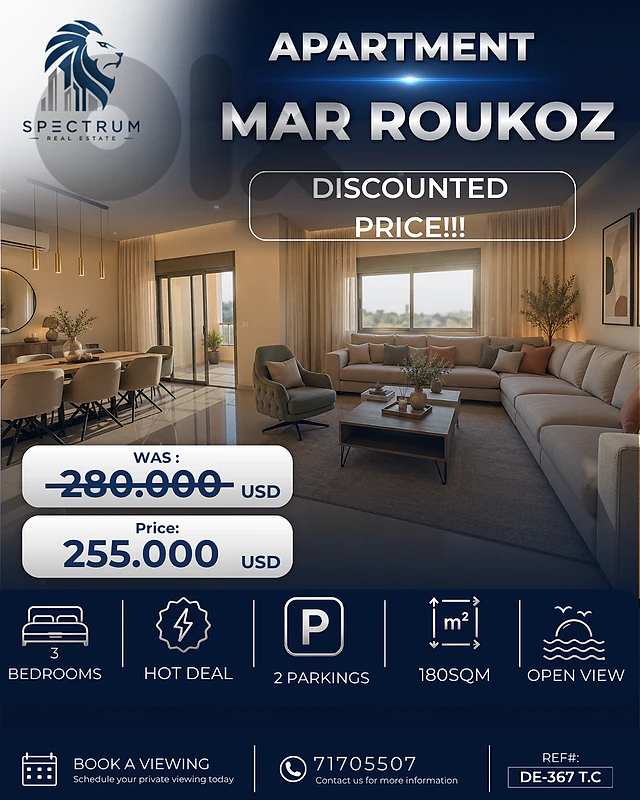 3 BEDROOMS | OPEN VIEW | DISCOUNTED PRICE | MAR ROUKOZ, (DE-367) T.C