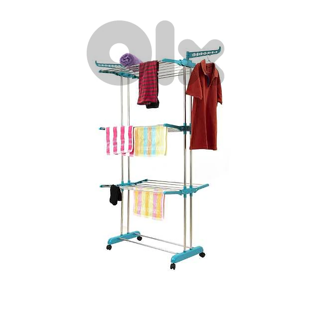 3-Layer Laundry Drying Rack, Foldable Dryer with Trays, Wheels