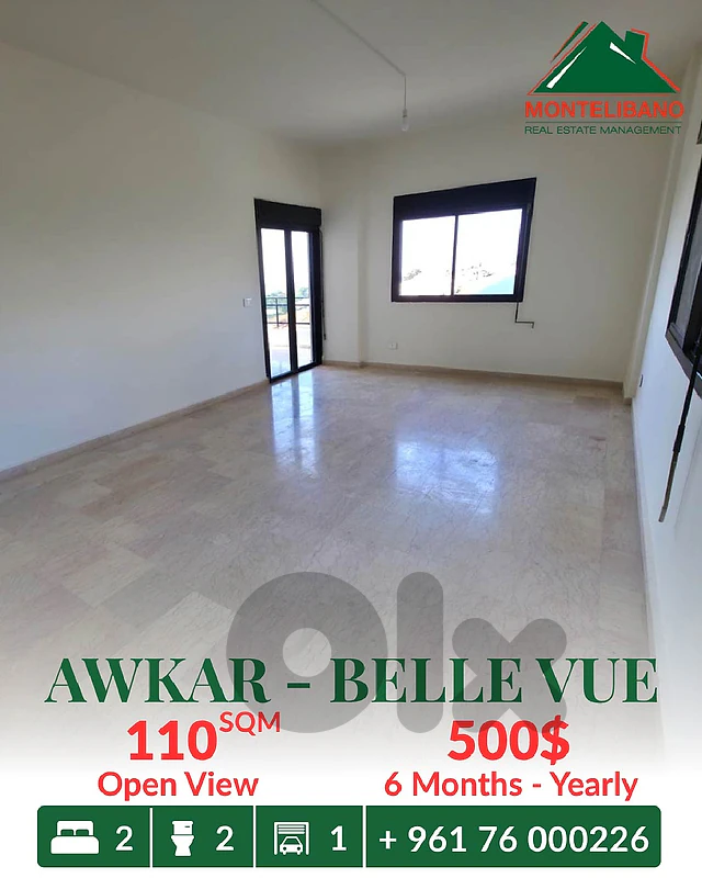 110 sqm Apartment For Rent in Awkar عوكر with Open View