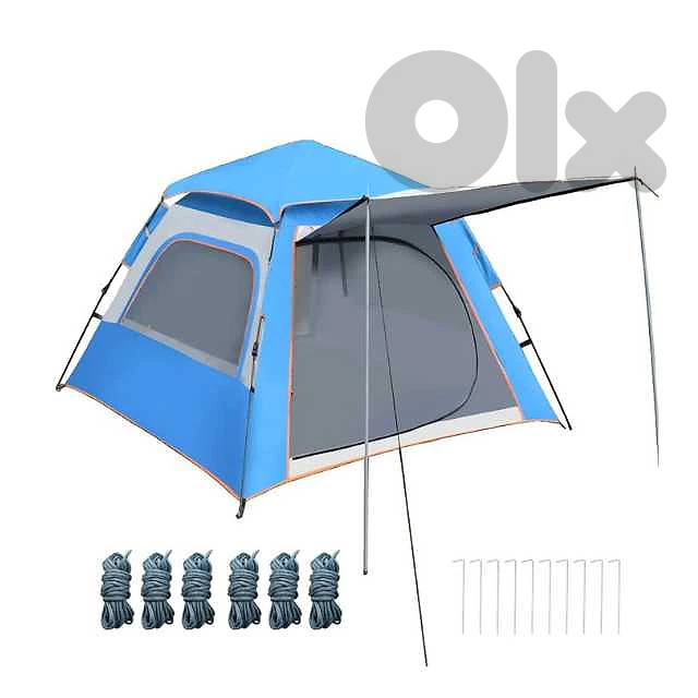 Automatic Camping Tent for 3-4 Campers, Sky Blue Outdoor Tent