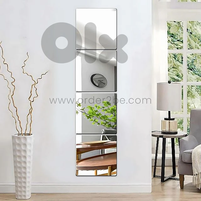 30x30cm Self-Adhesive Mirror Tiles – Shatterproof Acrylic, Sticks in