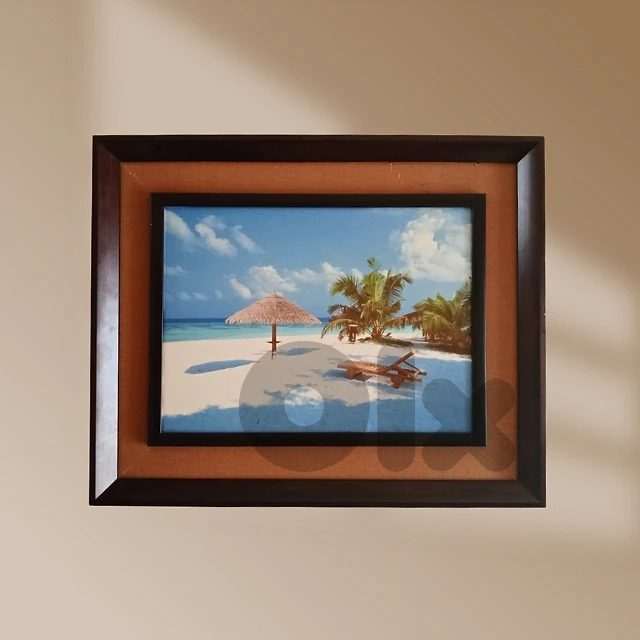 Beach View Portrait, Dual Border Frames on Canvas 44 x 54 cm