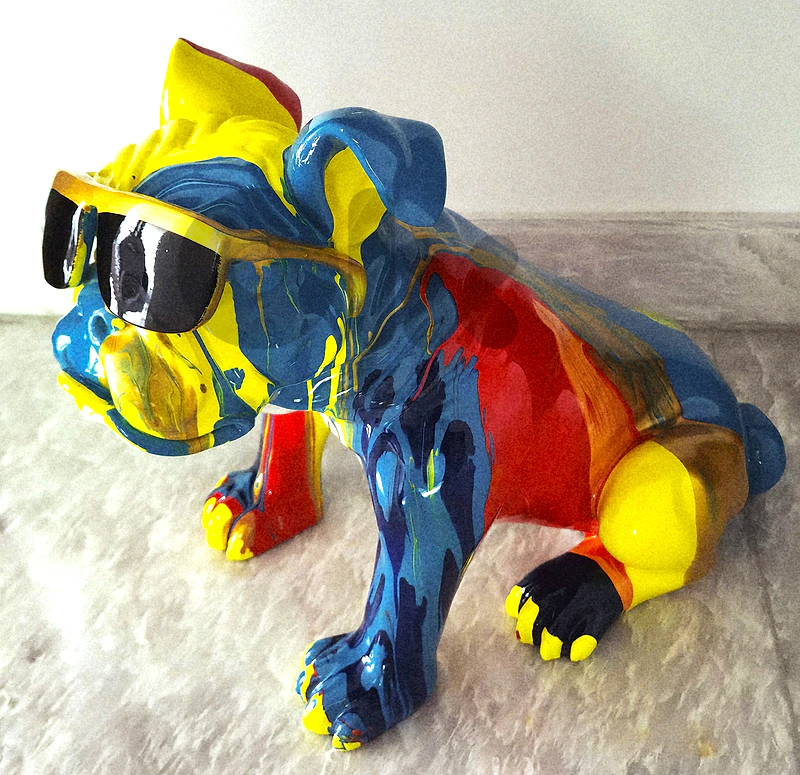 Dog Resin Graffiti Sculpture Abstract Design