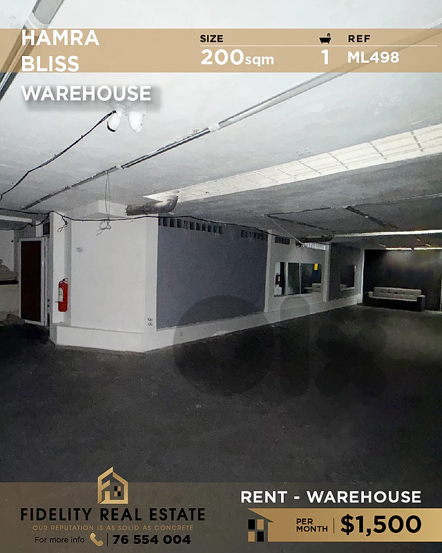 Warehouse for rent in Hamra ML498 مستودع  للإيجار في  الحمرا