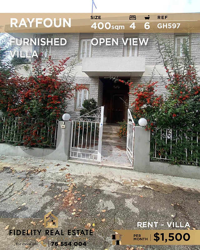 Villa for rent in Rayfoun GH597 فيلا مفروشة للإيجار في ريفون
