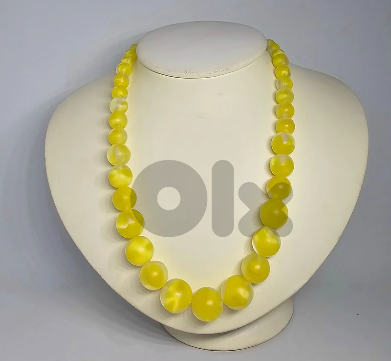 40$ Translucent Yellow Bead Strand Necklace
