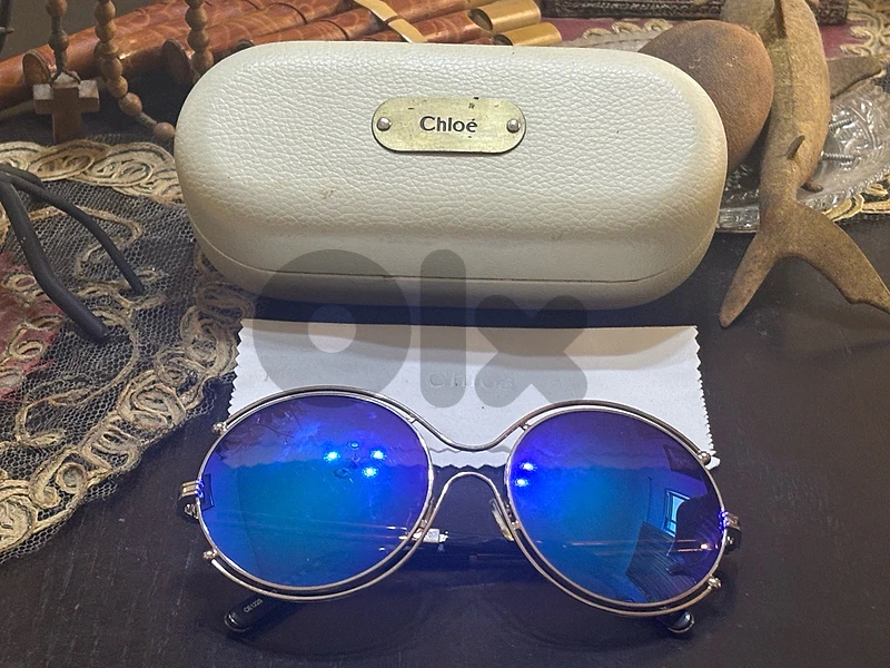 Chloé CE122S Isidora Round Sunglasses Blue Mirror w/ Case