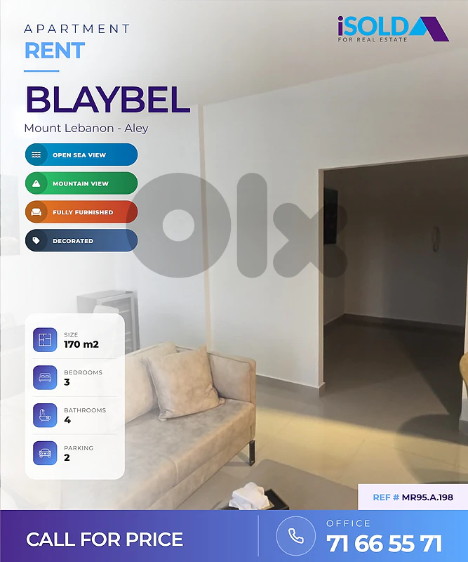 Apartment + Sea&Mountain View for Rent in Blaybel-شقة للاجار في بليبل