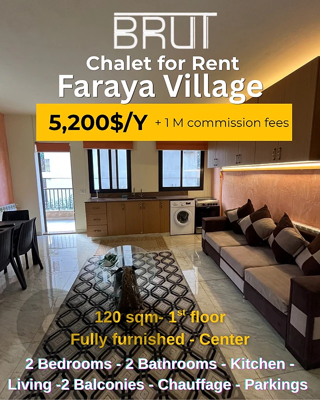 Fully furnished Chalet for Rent in Faraya village -yearly Contract