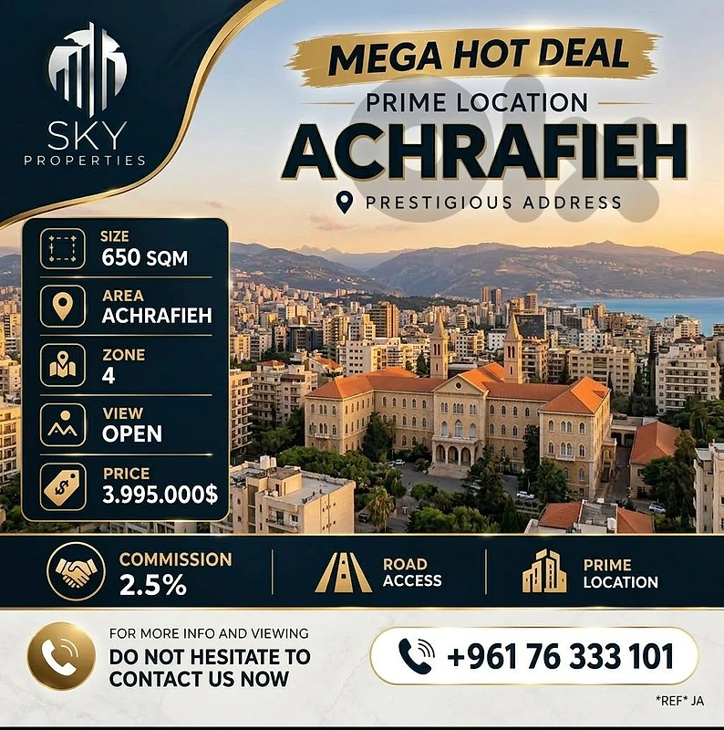 Mega Hot Deal | Achrafieh  | 650 Sqm | Zone 4 | 3.995.000 |