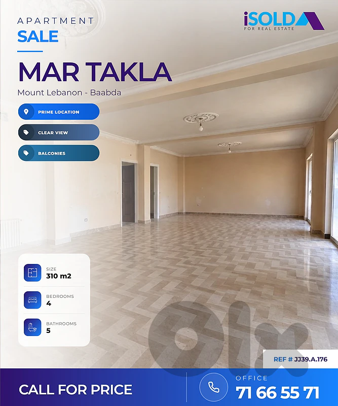 Apartment + View for Sale in MarTakla - شقة للبيع في مارتقلا