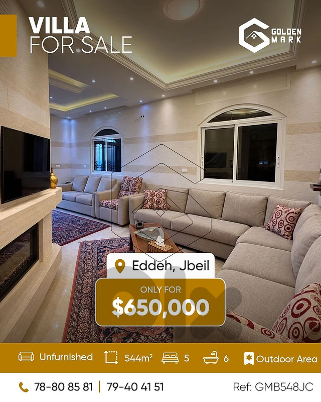 GMB548JC- Villa for sale in Eddeh Jbeil فيلا للبيع في إده