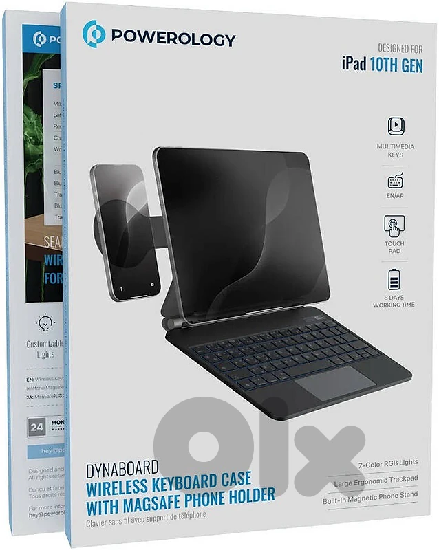 Powerology Wireless Keyboard with MagSafe Holder for iPad 10th Gen