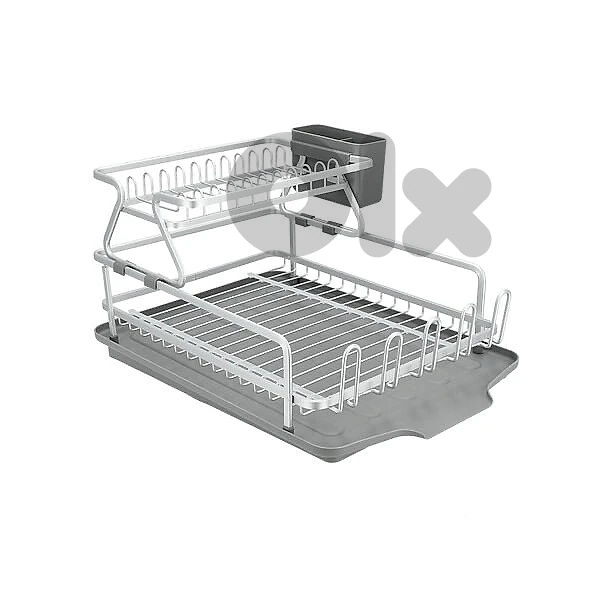 Alberto Silver Aluminum Dish Rack with 2 Tiers