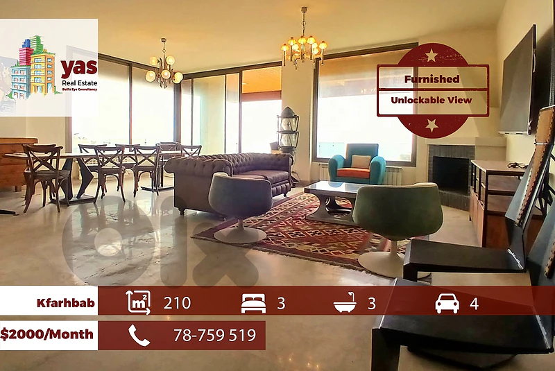 Kfarhbab 210m2 | Furnished | Rent | Unlockable View | IV /TYT