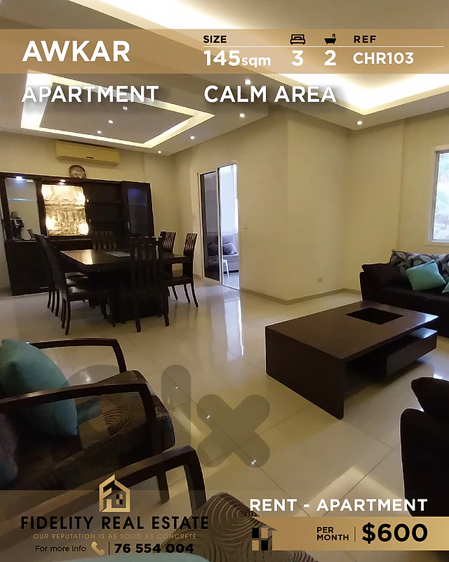 Apartment for rent in Awkar CHR103 شقة  للإيجار في عوكر