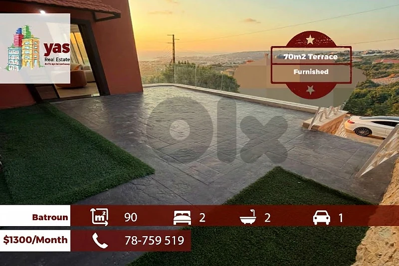 Batroun 90m2 | 70m2 Terrace | Furnished | Rent | Astonishing View | MC
