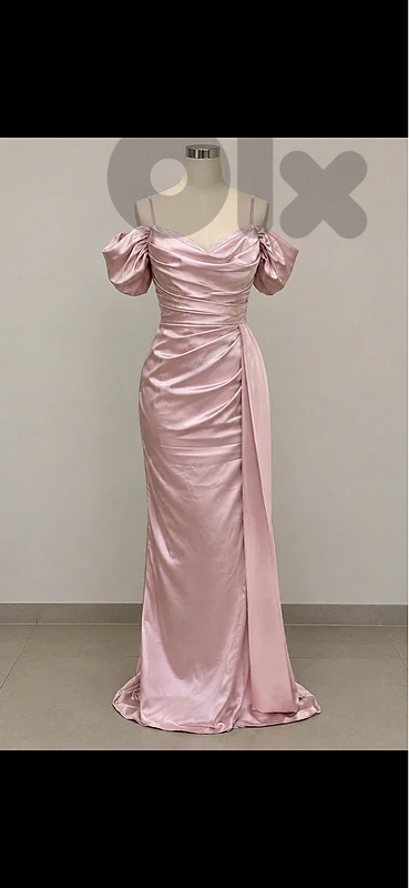 Stunning Rose Gold Satin Evening Gown