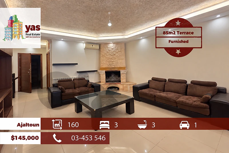 Ajaltoun 160m2 | 85m2 Terrace | Decorated | Calm Street | TO