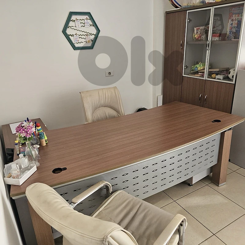 table for office with closet and chairs