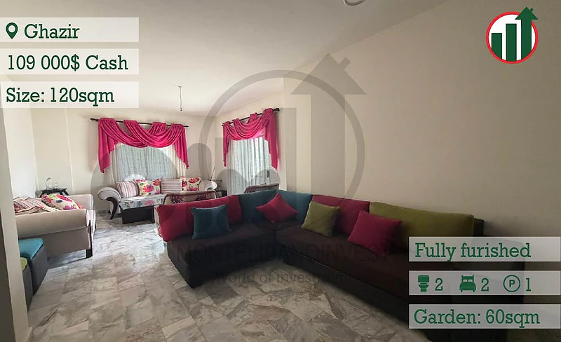 Fully Furnished Apartment For Sale in Ghazir with Private Garden !! Fully Furnished Apartment For Sale in Ghazir with Private Garden !!