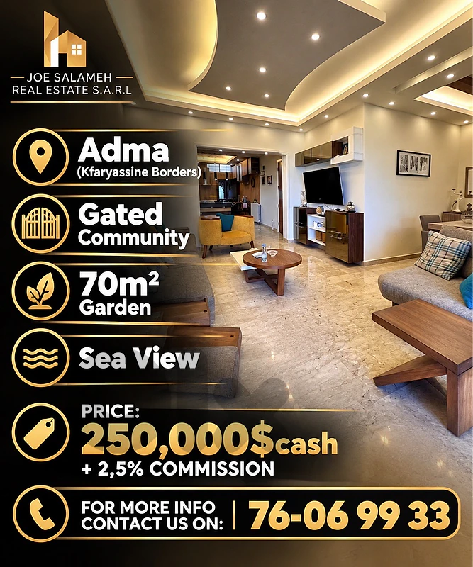 Apartment for sale in Adma 125m2+70m2 Garden Gated Community 250,000$