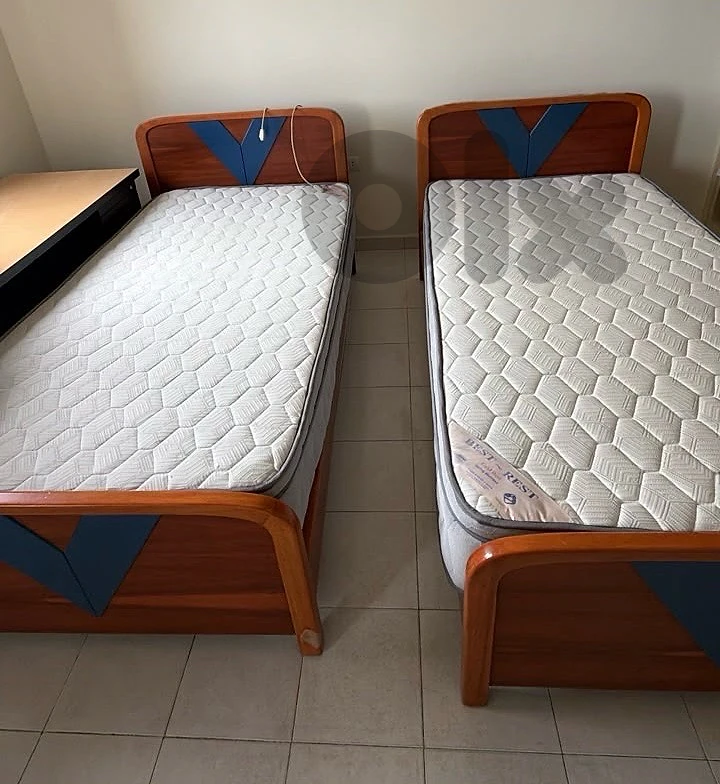 2 Beds with Side Table (Mattresses not included)