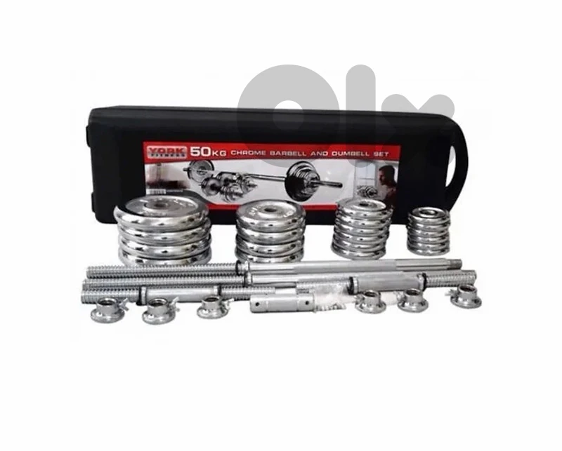 York fitness 50 kg dumbell with barbell set