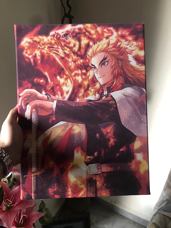 Demon Slayer Rengoku Portrait Paint print Canvas Wall