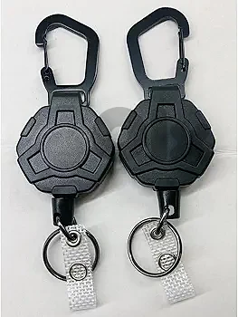 rectrable keychains carabiner bade holder