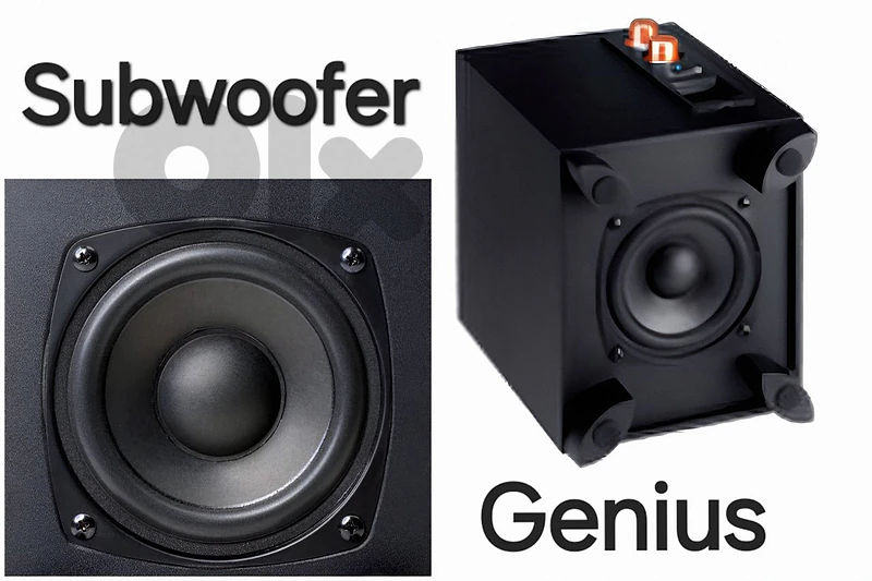 Genius surround system subwoofer + two speakers very clean سبيكرات