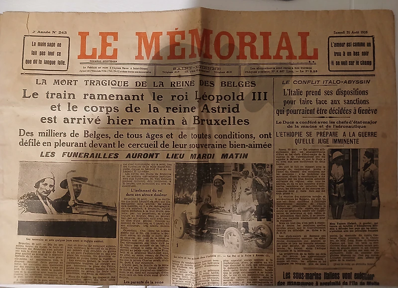 Original 1935 Le Mémorial Complete 6-Page Newspaper