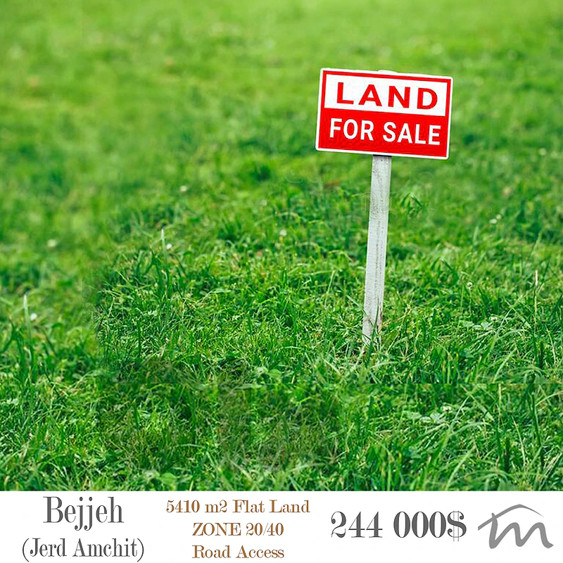 Bejjeh-Jerd Amchit | 45$/m² | 5,410m² Flat Land | 20/40 | Road Access