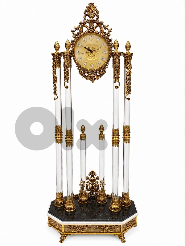Ornate Gold and Glass Column Mantel Clock