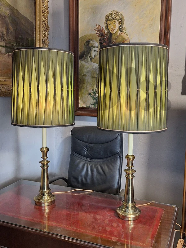 antique french large brass lamps