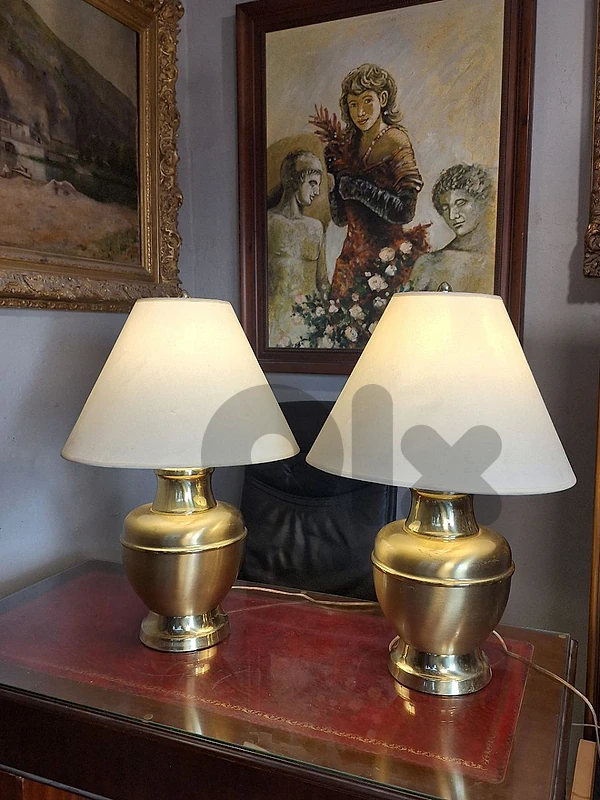 antique english large brass lamps