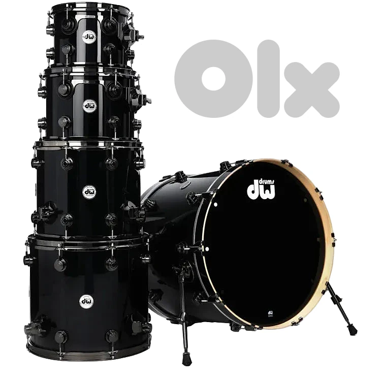 DW Collector's Series Maple Black Ice Finish 5pcs. Shell Drum Set