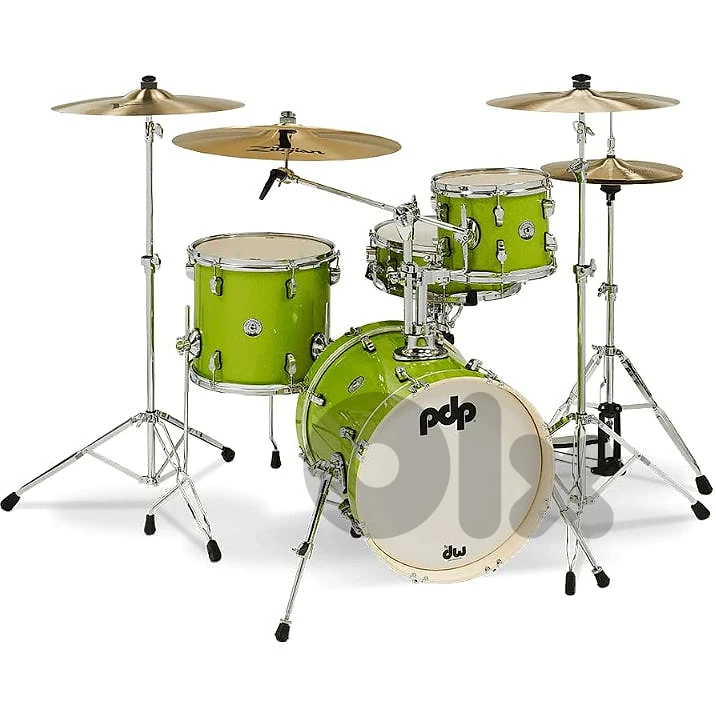 PDP New Yorker 4-Piece Shell Pack 16", Electric Green Sparkle, Chrome