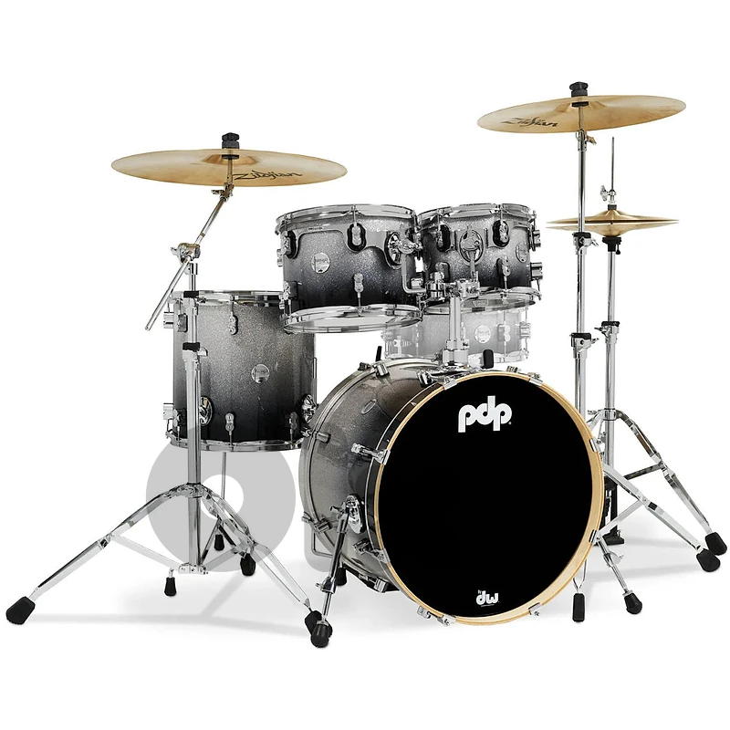 PDP Concept Maple 4-Piece Shell Pack 20", Silver-to-Black Fade, Chrome