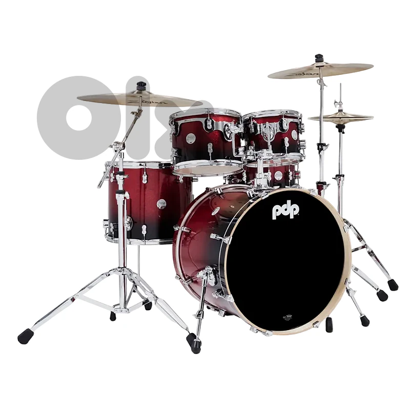 PDP Concept Maple 5-Piece Shell Pack 22", Red-to-Black Fade, Chrome Ha